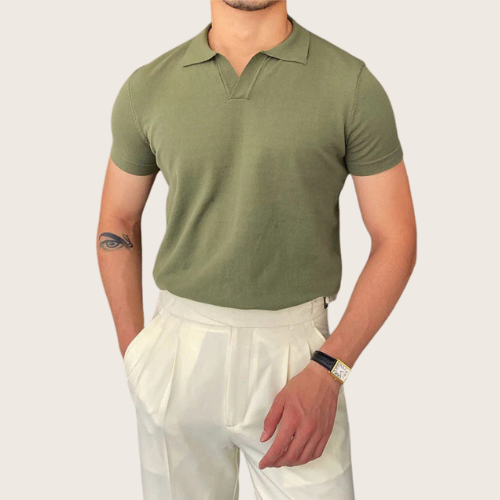 GARRETT | OLD MONEY V COLLAR POLO SHIRT