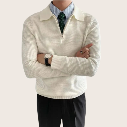 HUNTER | OLD MONEY V COLLAR ZIPPED SWEATER