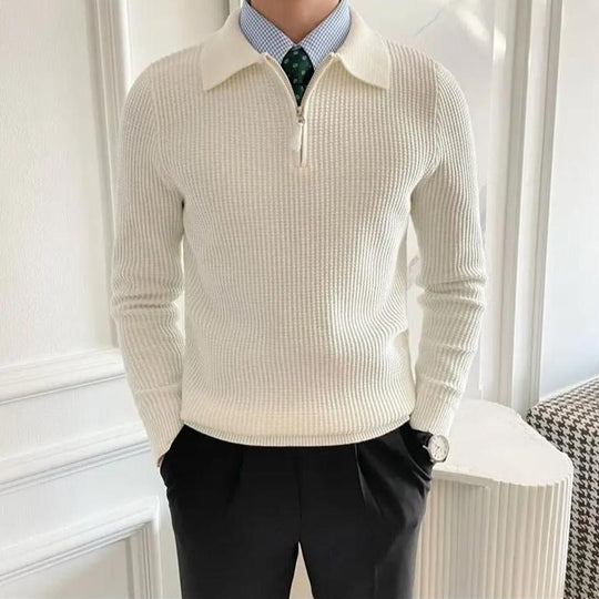 HUNTER | OLD MONEY V COLLAR ZIPPED SWEATER