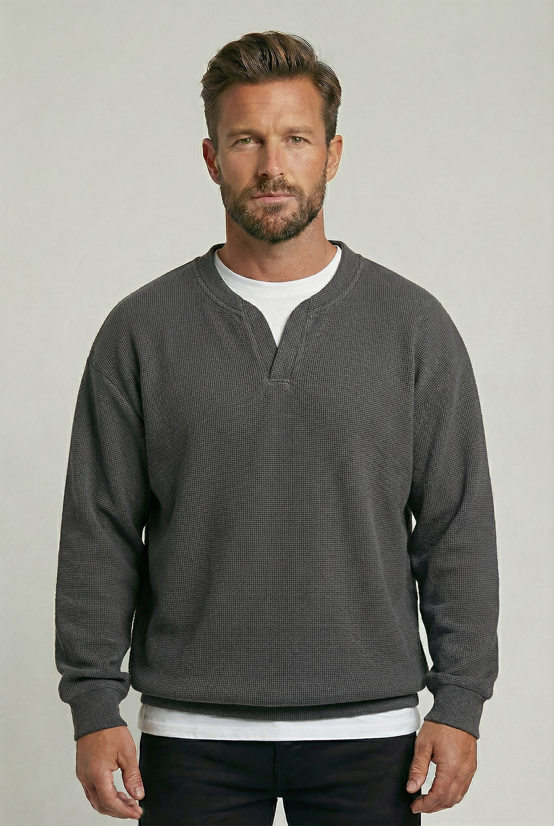 ALEX | WAFFLE-KNIT HENLEY