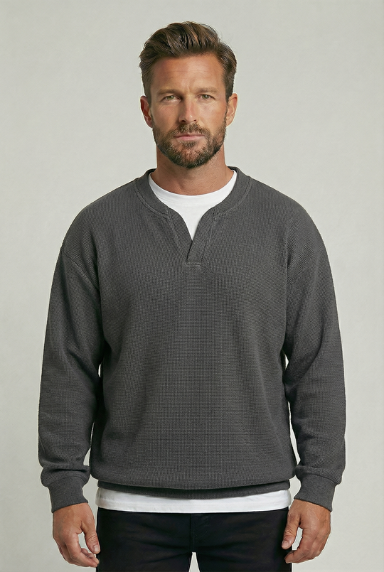 ALEX | WAFFLE-KNIT HENLEY