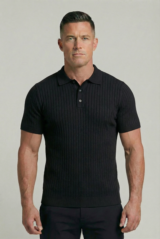 GIMCHEON | RIBBED KNIT POLO